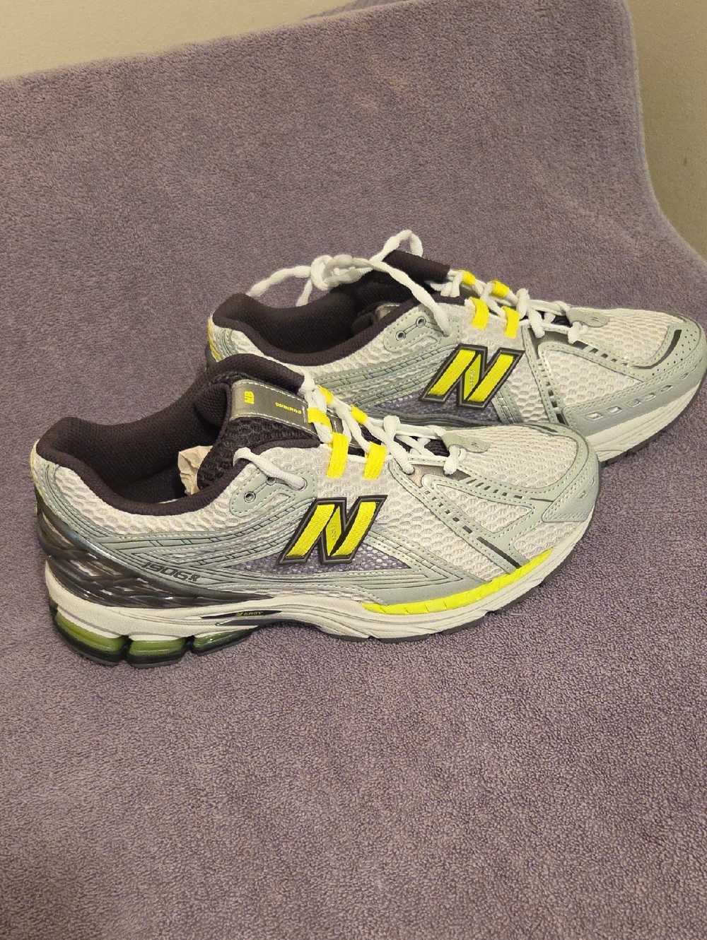 New Balance Light Gray and Yellow Athletic Sneakers